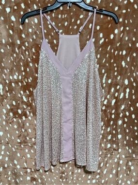 Boutique sequined Blush Pink Mosaic Knit Tank